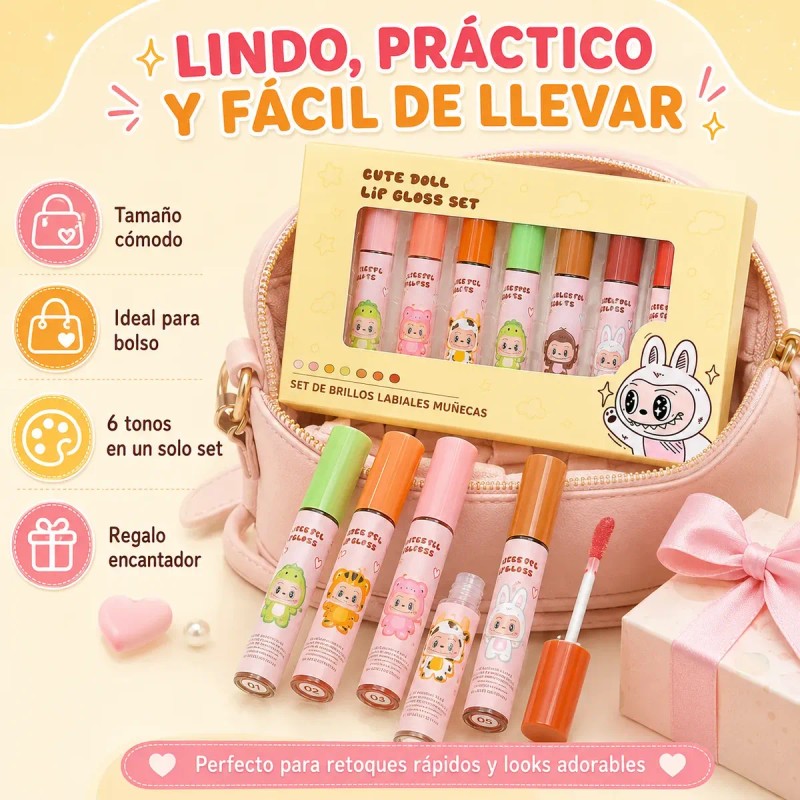 Set De 6 Brillos Labiales Hidratantes Con Acabado Espejo