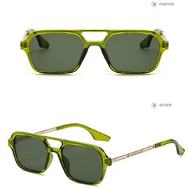 WDZAYXC Trendy Vintage Square Sunglasses for Men and Women, Metal Design, UV Protection, Green