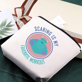 G2TUP Cartoon Monsters Organizer Scaring is My Favorite Workout Sully Fur Monsters Travel Makeup Bag (Scaring Makeup Bag)