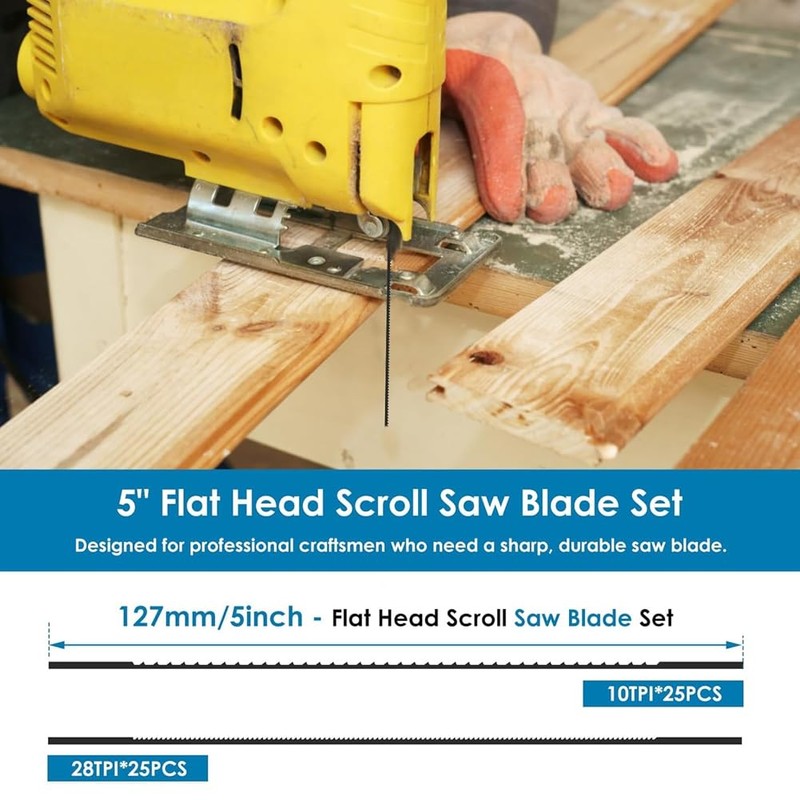 Tskcvy 50 Pack Plain End Scroll Saw Blades, 5 Inch,