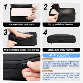 BAGAIL 4 juegos6 juegos8 cubos de compresin para embalaje, accesorios de viaje, organizadores de embalaje expandibles (malla cuadrada, 05-negro...    