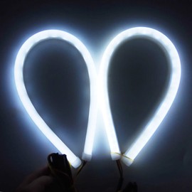 taswk Par de Dual Color DRL Switchback Headlight Soft Tubo LED Strip color blanco & Ámbar Luz diurna (45 cm)