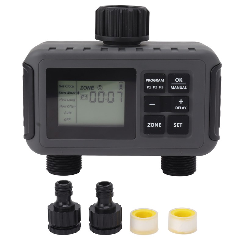 Sprinkler Timer 2 Zone Water Timer Programmable Rain Delay Manual