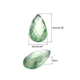 MECCANIXITY 50PCS Flat Back Acrylic Teardrop Gems 6x10mm Artificial Rhinestones for DIY Crafts Bead Wedding Party Face Painting Jewelry Making Light Green