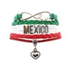 MADIOLA Pulsera Cuero Amo Mexico Tricolor Brazalete Hombre Mujer. Pulsera