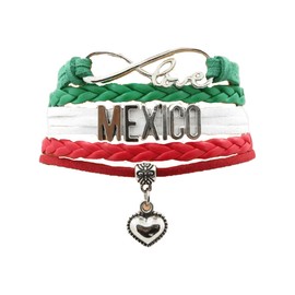 MADIOLA Pulsera Cuero Amo Mexico Tricolor Brazalete Hombre Mujer. Pulsera Mexicana