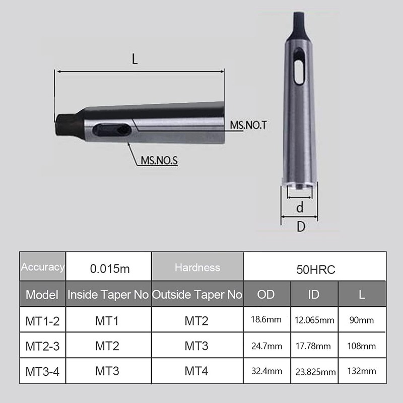 1Pcs MT2 to MT3 Morse Taper Adapter Reducing Drill Sleeve