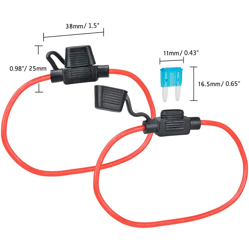 E-TING 14 Gauge Fuse Holder - 14 AWG Inline Fuse