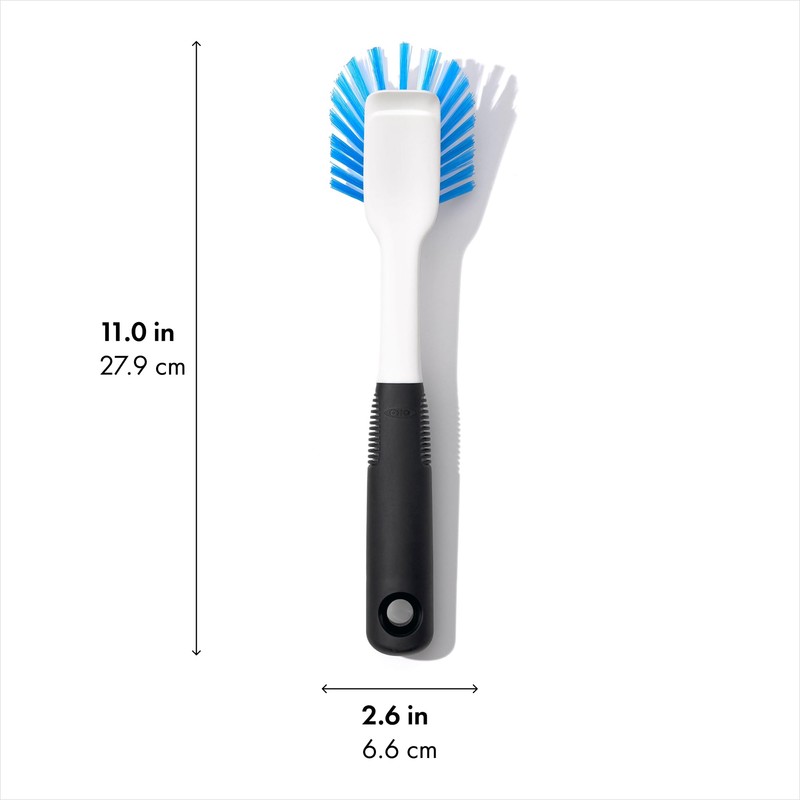 OXO Good Grips Dish Brush, Nylon Bristles with Built-in Scraper,
