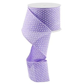 Lavender Purple White Raised Swiss Polka Dots Wired Ribbon (2.5 Inches x 50 Yards)