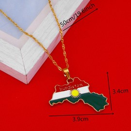 Kurdistan Region Map Pendant Chain Kurdish Gold Koerdistan Jewelry