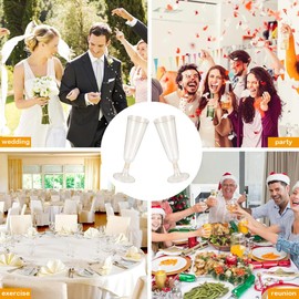 YZDZSW Plastic Toasting Glasses, 25 PCS Plastic Champagne Flutes, Disposable Clear Plastic Toasting Glasses for Wedding Party Cocktail Mimosa Plastic Cups(Sequin Color)