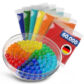 Bojani 60.000 Wasserperlen in blau, grün, gelb, rot, orange, türkis oder bunt gemixt, Geburtstagsdeko, Hochzeitsdeko, Party Deko, Tischdeko, Weihnachtsdeko, Aqua Beads, Magic Pearls (Bunt gemixt)