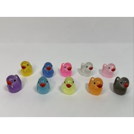Unbranded Tiny Iridescent GITD Resin Duck Figure 2cm Set of 10 Different Luminous Colors
