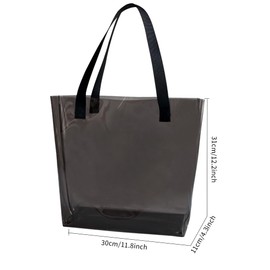 TotePrint PVC Clear Bag Stadium Compatible - Clear Zipped Carry Bag Waterproof for Concerts, Beach & Shopping, Black + craft woven