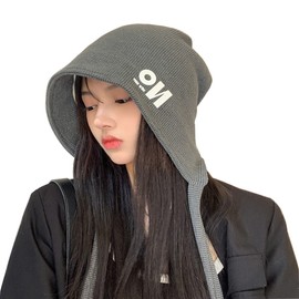 FSIGOM Women Winter Hat Cover Ears Hat Soft Stretch Cable Knitted Bucket hat (Grey)