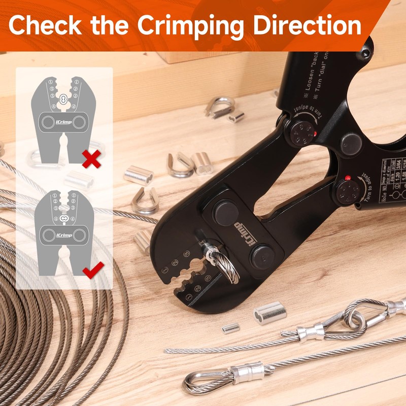 iCrimp Wire Rope Crimping Tool with Wire Rope Cutter and