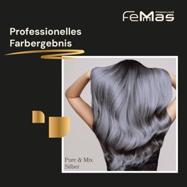 Femmas Hair Colour Set Silver I Hair Colour Cream 100 ml + Oxycreme 100 ml 3% I Permanent Hair Colouration + Developer I Gentle & Long Lasting I Salon Hair Colour for Home