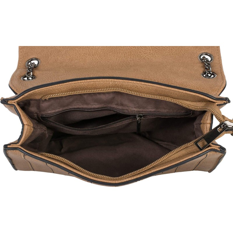 styleBREAKER Women's Shoulder Bag with Decorative Stitching and Chain Shoulder