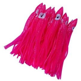 Cheerouters Hoochie Octopus Skirts Trolling Lures Fishing Tackle Soft Plastic Lures Luminous Squid Skirts Saltwater/Bait Lures1.9 '' - 8 ''（22PK） (5.9in/22Pack, Fluorescent Pink/Luminous)