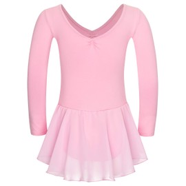 tanzmuster Children’s Short Sleeve Betty Ballet Outfit - Made of Cotton with Rhinestones and Chiffon Skirts - in Pink, White, Black, Light Blue, Pink, Lavender, Burgundy, Navy and Marine Blue., pink, 152/158