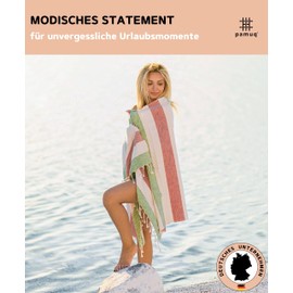 Pamuq® Beach Towel - XXL Sauna Towel / Bath Towel - Large Cotton Hammam Towel - Oeko-Tex® Shower Towel / Pestemal Hand Towel / Fouta / Pareo / Yoga Towel / Sports Towel / Sarong - For Men and Women