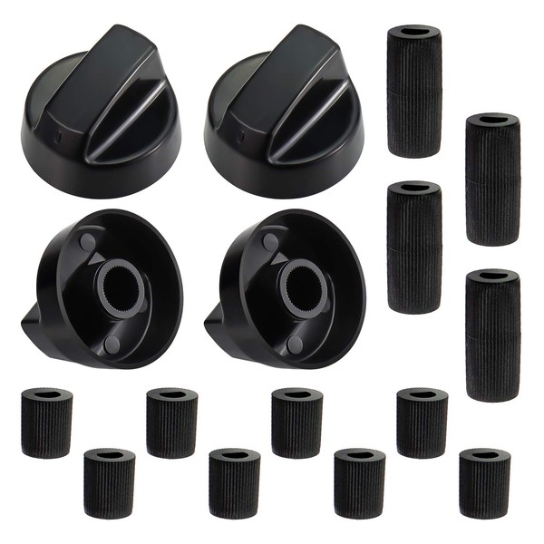 Blutoget 4 Pack Black Universal Control Knobs with 12 Adapters