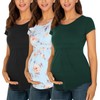 Ecavus Womens Maternity Shirts 3-Pack Short Sleeve Tops Empire Waist Pleated Front Maternity Clothes for Work and Casual