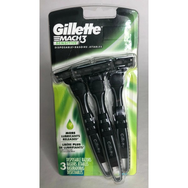 GILLETTE MACH 3 SENSITIVE Disposable Razors 3 Pack 3 Blade