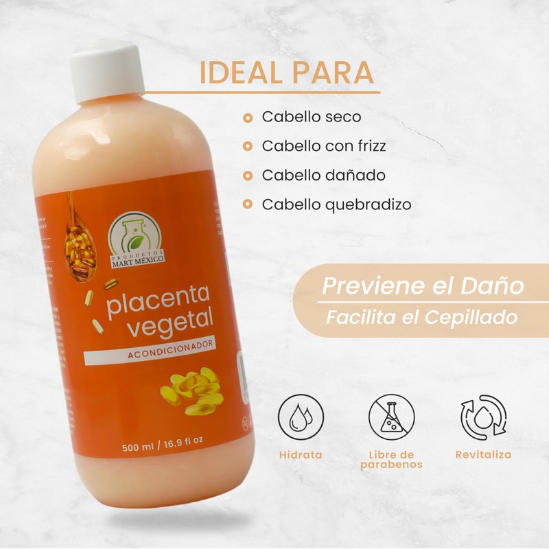 Acondicionador De Placenta Vegetal Productos Mart Mexico 500 Ml