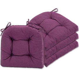 SQUARE MOON Chair Cushions for Dining Chairs, 3 Inch Thick Comfortable Kitchen Chair Pads, Dining Room Seat Cushions with Ties, Machine Washable, 17" x 16" x 3", 4/Pack, Purple