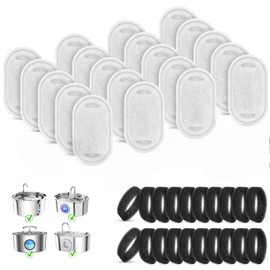 20 Pcs Cat Fountain Filters, for Cat/Dog Stainless Steel Fountain 108/3.2L& 67oz/2L, Replaceable Pet Water Fountain Filters, 10 Months Set to Keep Water Fresh