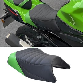 SHINKXMT Upgrade Soft PU Leather Front Driver Rider Seat Passenger Pelion Seat Cushion Comfortable Fit for Ninja 400 Z400 Z-400 Accessories 2018-2024 (Front Seat-Green)