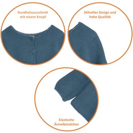Baby Cardigan Left for Girls and Boys, High-Quality Baby Clothing, Crew Neck, Unisex Knitted Jacket, 50% Cotton and 50% Acrylic, 0-24 Months, blue