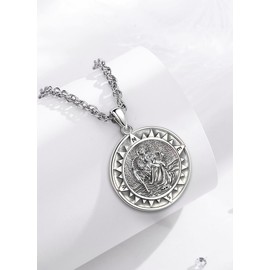 CELESTIA Silver St Christopher Necklace for Men Women's Saint Christopher Compass Pendant Protection Jewellery Talisman Catholic Christian Gifts for Men Fathers Day Present