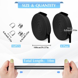 NVGVUP 4 Pairs Shoe Laces for Trainers, 8mm Flat Shoelaces Replacements, No Tie Shoe Laces with Metal Press Buckle for Sports Shoes, Casual Shoes Adults or Kids (Black)