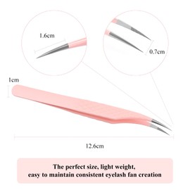 Independent Tweezers, Eyelash Extension, Pink Stainless Steel Curved Tip, Professional Eyelash Tweezers, Striped Fadvan (Dolphin Shape)