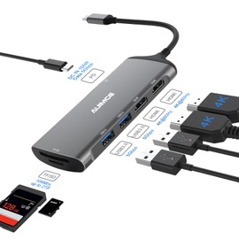 Auimce USB C Docking Station Dual Monitor, 7 in1 Laptop Docking Station with 2 HDMI Dual 4K Display Dock, SD/TF, 2 USB C 3.0, 100W PD Ports for HP Dell Thinkpad thunderbolt Windows Laptops