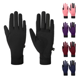 ChinFun Women's Horse Riding Gloves Stretchable Equestrian Gloves Breathable for Outdoor Horseback Cycling Driving Non-Slip Silicone Black L