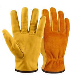 NickyPicky Gardening Gloves for Men and Women - Tough, Thorn Proof Comfortable Breathable Leather Multi-Purpose Work Gloves – Protective Large Garden Gloves with Strong Grip (Large)