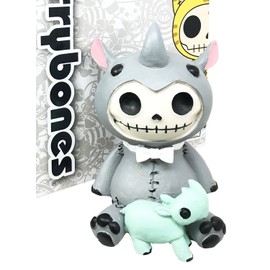 Larger Furrybones Pachy Buster The Rhino Hooded Skeleton Monster Figurine Collectible Sculpture Decorative