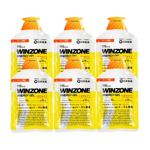 Winzone Energy Gel, 6 Bags, Orange Flavor, ENERGY GEL Made in Japan, Hydroxycitric Acid, Magnesium Energy Supplement, Caffeine