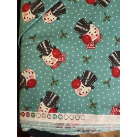Moda Urban Chiks Sweet Christmas Turquoise Snowman 1/2 Yard OOP