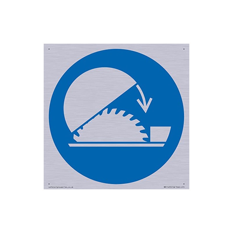 Mandatory: Use table saw adjustable guard Sign - 150x150mm -