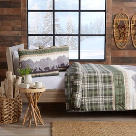 Great Bay Home 3-Piece Reversible Rustic Lodge Bedspread Quilt with 2 Shams. All-Season Quilt Set. (King/California King, Salt Creek)