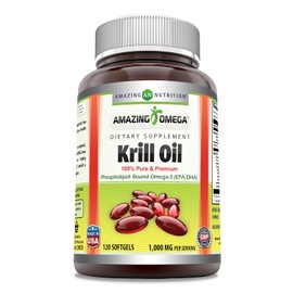 Amazing Nutrition | Amazing Omega, Krill Oil, 1000 Mg, 120 Caps | Aceite de Krill, 120 Cápsulas