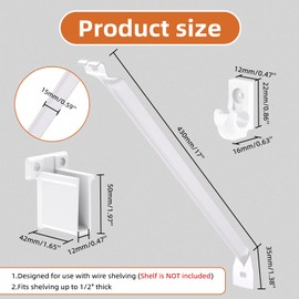 12 Inch Wire Shelf Brackets Set, Includes 3 Wire Shelf Support Brackets, 2 End Brackets and 6 Wire Shelf Clips for 12-in Shelf Universal Mounting Compatibility