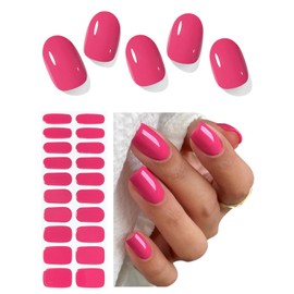 AutyaMee Semi Cured Gel Nail Strips (Carmine Red), 20 Pcs Gel Nail Wraps, Stickers, UV Light Required, Salon Quality, Long Lasting
