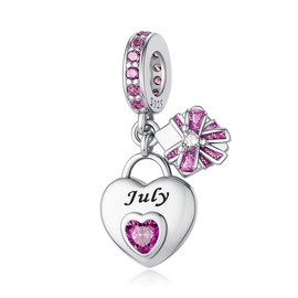 Aurevella 925 Sterling Silver Heart Shaped Birthstone Pendant Women's Gift Compatible with European and American Style Bracelets and Necklaces, Sterling Silver, Zircon gemstone.