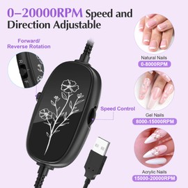 JIASHENG JIASHENG USB Electric Nail Drill, Nail Drill Portable Electric Nail File for Acrylic Gel Nails,Nail Drill Kit Manicure and Pedicure Kit with Nail Drill Bits for Home and Salon Use,Dark Purple